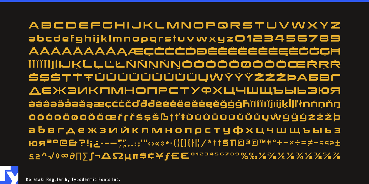 Пример шрифта Korataki Italic